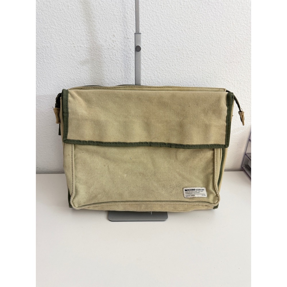 Incase Designs Corp 13 Inch Canvas Laptop Sleeve Tan Green Carrying Case CL57051